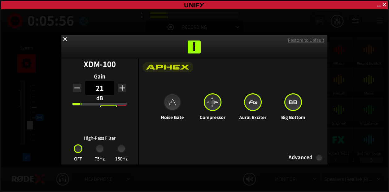 Configuring audio processing in UNIFY